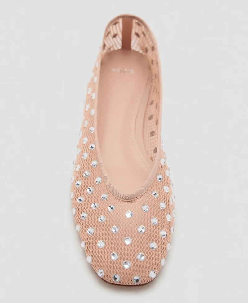 Mango Women's Mesh Strass Ballerina Flats