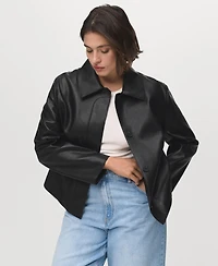 Mango Women's Pockets Leather-Effect Jacket