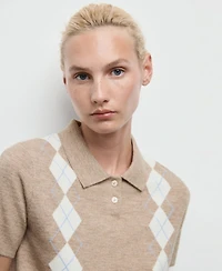 Mango Women's Diamond-Print Polo-Neck Sweater
