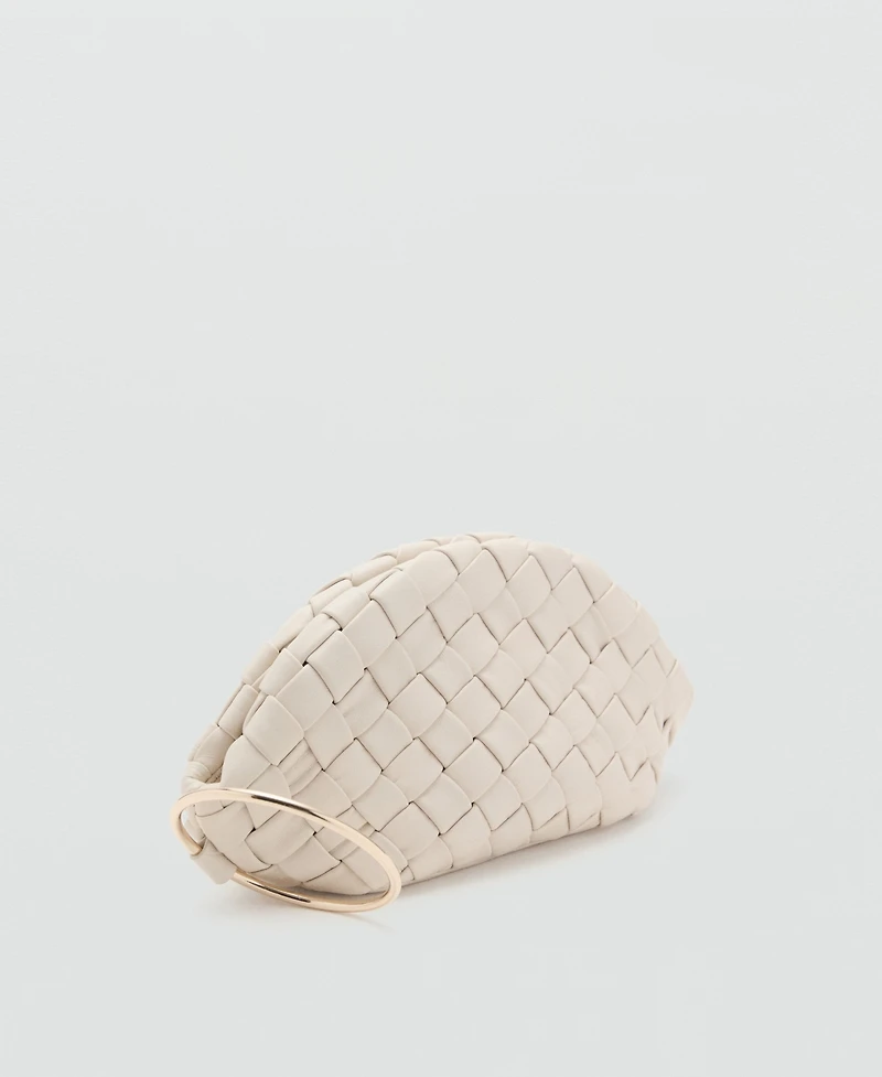 Mango Women's Braided Leather Clutch Bag