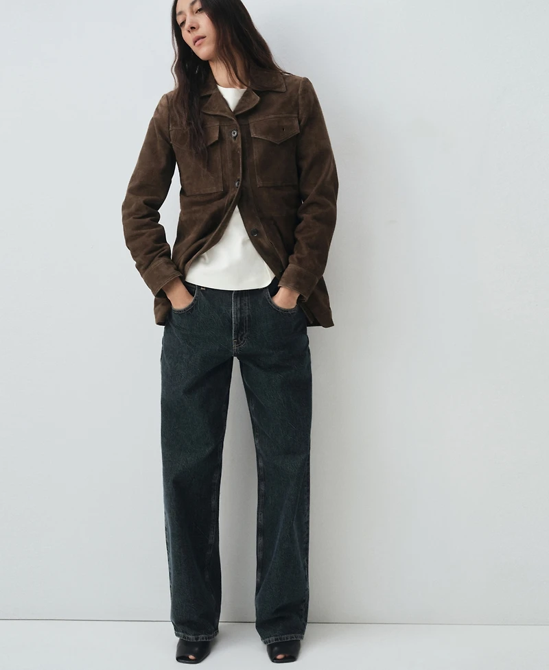 Mango Women's Suede Pockets Jacket