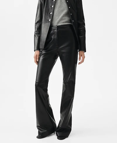 Mango Women's Leather Flare Pants