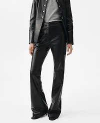 Mango Women's Leather Flare Pants