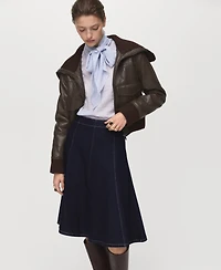 Mango Women's Stitching Detail Denim Midi Skirt