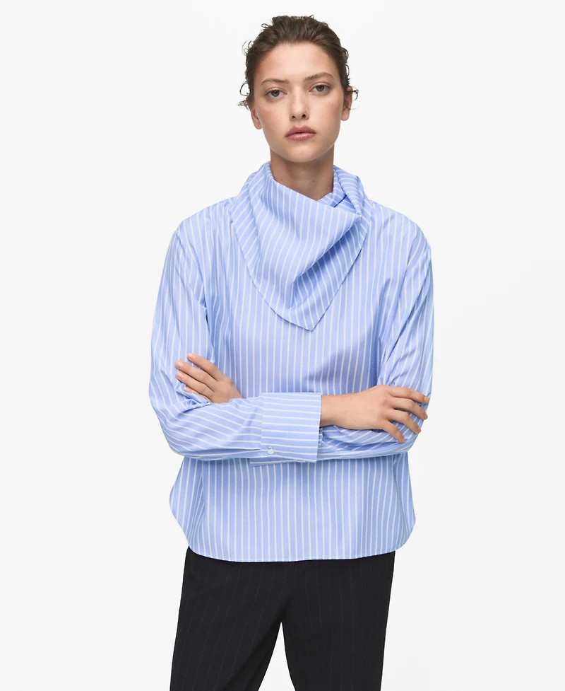 Mango Women's Handkerchief Detail Striped Blouse