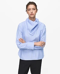 Mango Women's Handkerchief Detail Striped Blouse