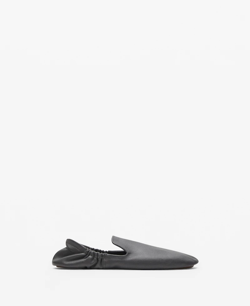 Mango Women's Leather Gathered Shoes
