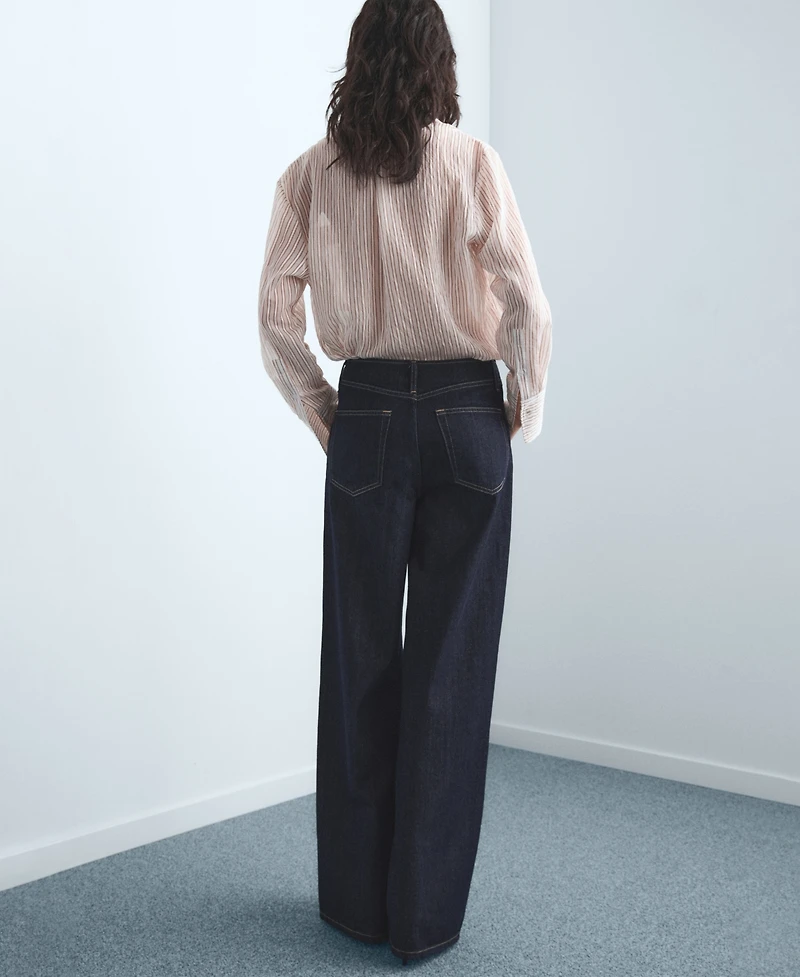 Mango Women's Wide Leg Mid-Rise Jeans