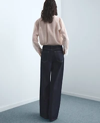 Mango Women's Wide Leg Mid-Rise Jeans