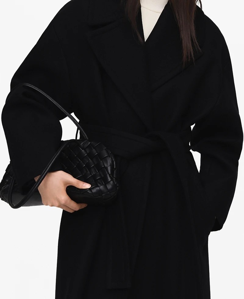 Mango Women's Belted Woolen Coat
