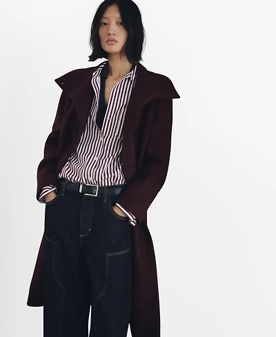 Mango Women's Virgin Wool Chimney Collar Coat