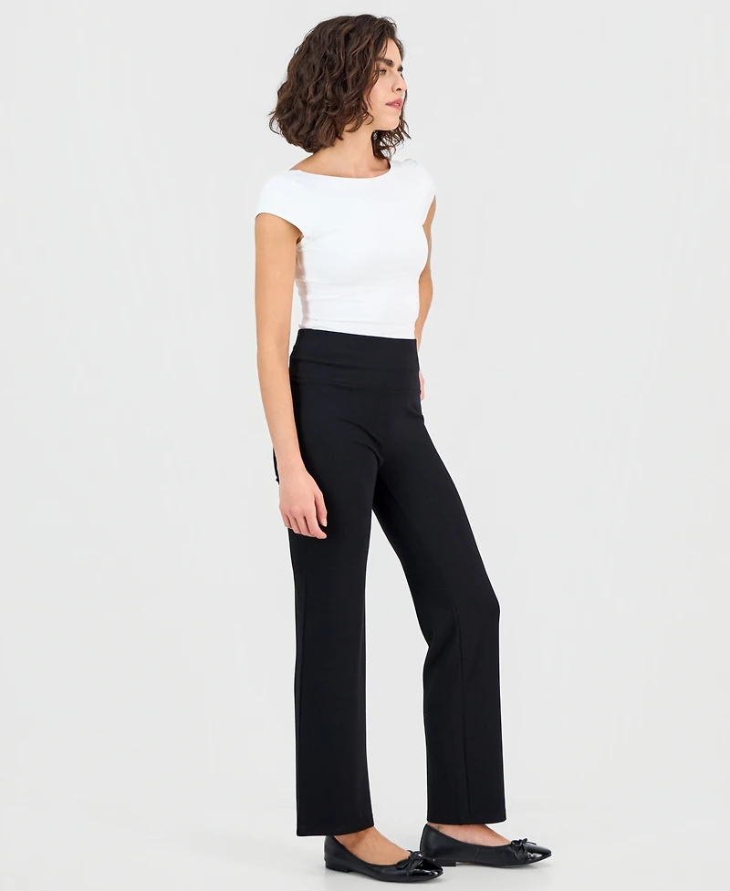 Ak Anne Klein Women's Wide-Waistband High-Rise Pants