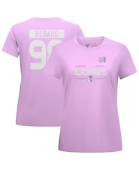 Levelwear Women's Connor Bedard Lavender Chicago Blackhawks Hockey Fights Cancer Anthem Name Number T-Shirt