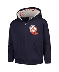 Soft As A Grape Toddler Navy Atlanta Braves Baseball Full-Zip Hoodie Jacket