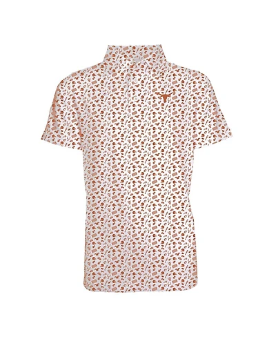 Garb Big Boys and Girls Burnt Orange Texas Longhorns Tom Allover Print Performance Polo Shirt