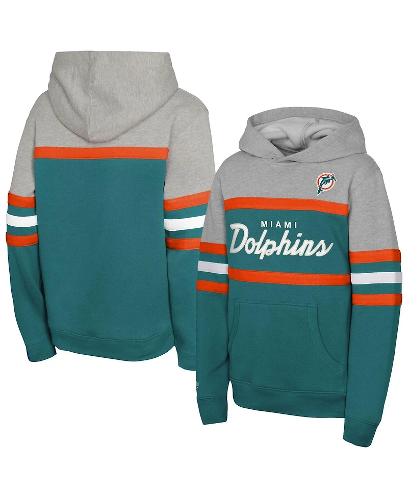 Mitchell & Ness Big Boys and Girls Aqua Miami Dolphins Throwback Head Coach Pullover Hoodie