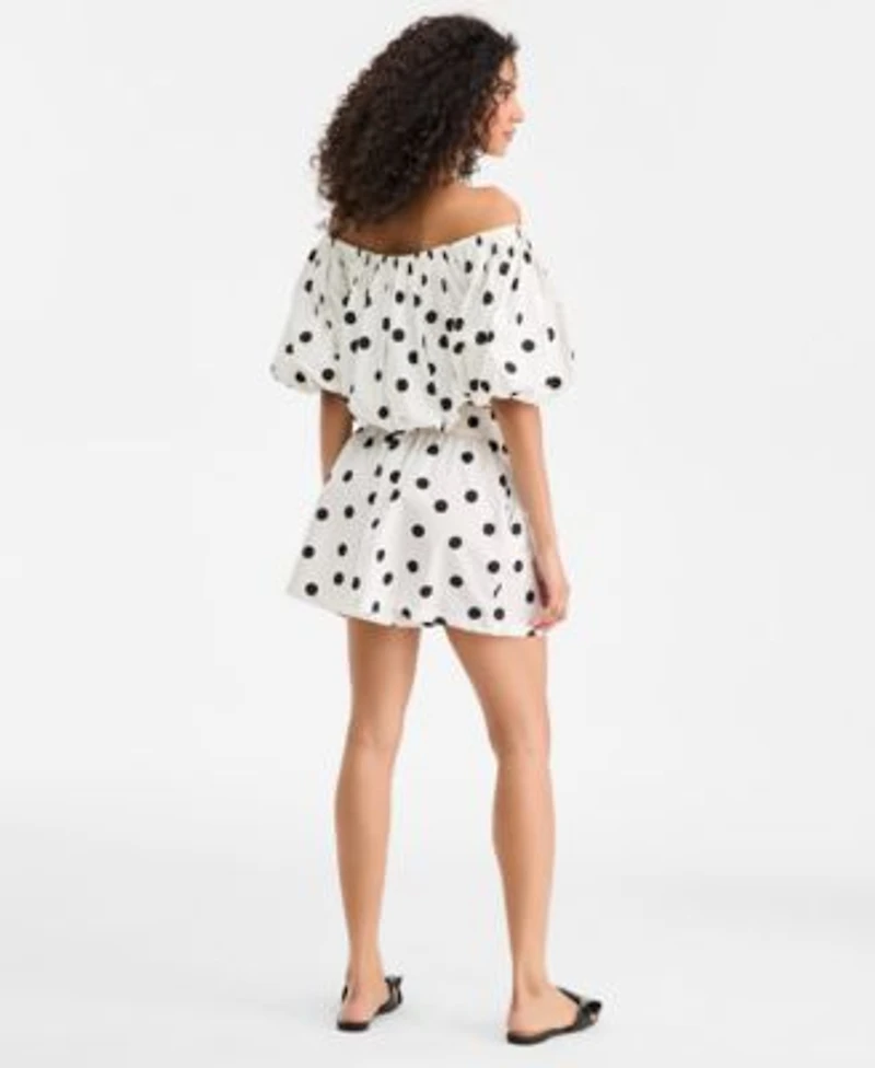On 34th Womens Polka Dot Bubble Top Pull On Shorts Macys Exclusive