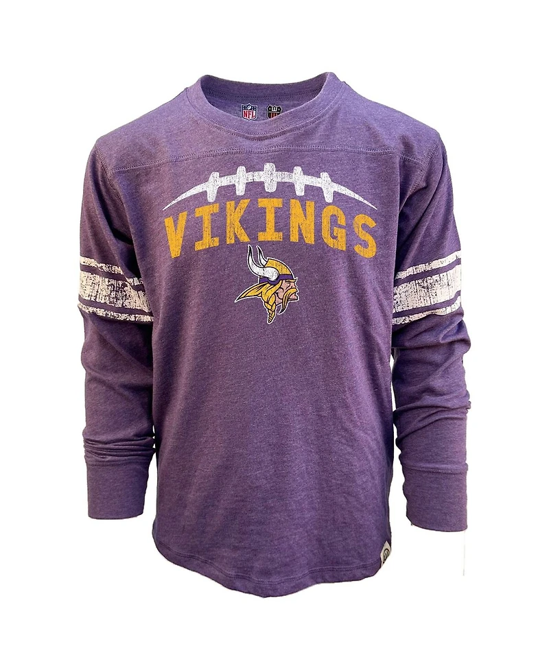 Wes & Willy Big Boys and Girls Heather Purple Minnesota Vikings Football Long Sleeve T-Shirt