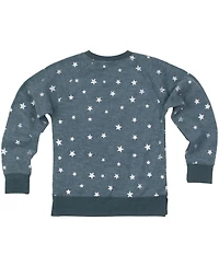 Wes & Willy Big Girls Midnight Green Philadelphia Eagles Shimmer Star Reverse Fleece Pullover Sweatshirt