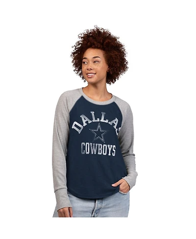 G-iii 4Her by Carl Banks Women's Navy/Gray Dallas Cowboys Waffle Knit Raglan Long-Sleeve T-Shirt