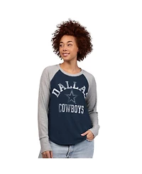 G-iii 4Her by Carl Banks Women's Navy/Gray Dallas Cowboys Waffle Knit Raglan Long-Sleeve T-Shirt