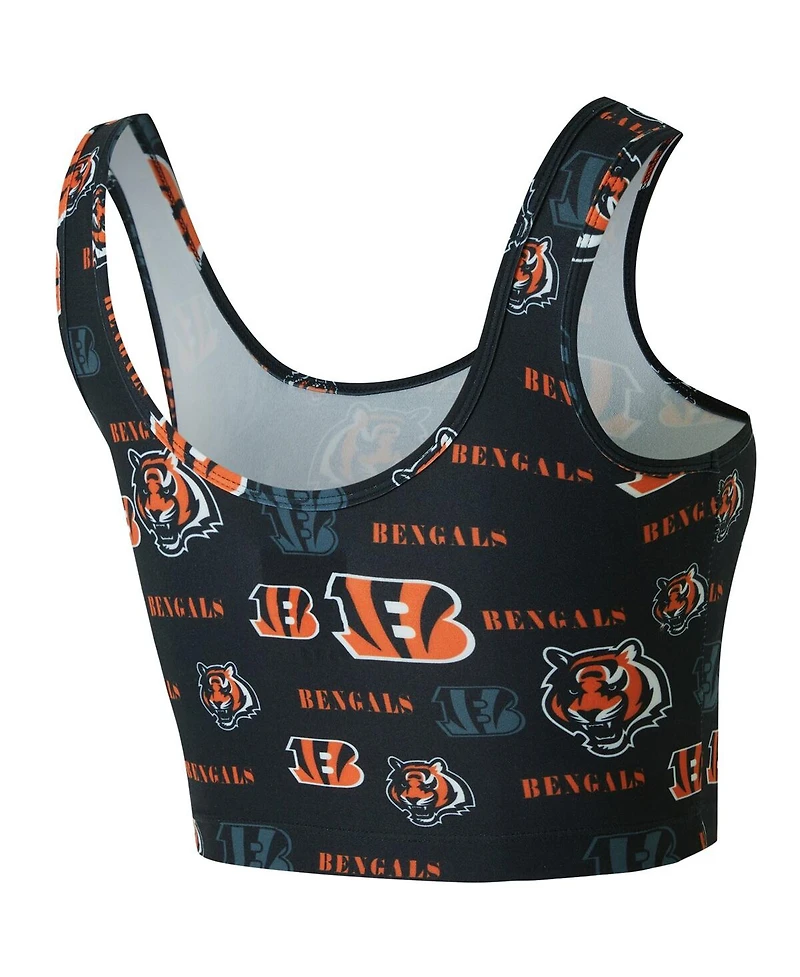 Concepts Sport Women's Black Cincinnati Bengals Mosaic Allover Print Bralette