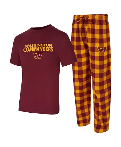 Concepts Sport Men's 2-Piece Burgundy/Gold Washington Commanders Avondale T-Shirt and Flannel Pants Set