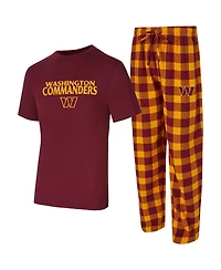 Concepts Sport Men's 2-Piece Burgundy/Gold Washington Commanders Avondale T-Shirt and Flannel Pants Set