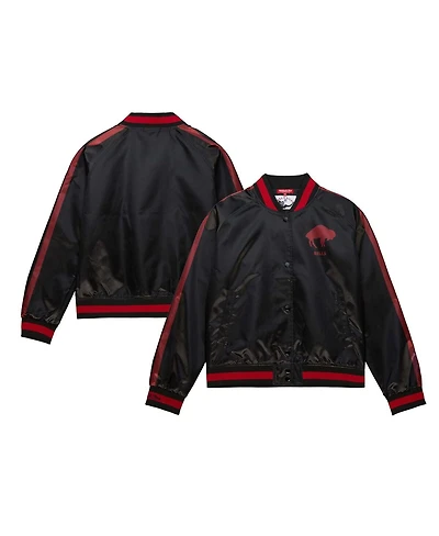 Mitchell & Ness Women's Black Buffalo Bills Raglan Satin Full-Snap Jacket