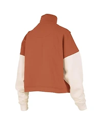 Pressbox Women's Texas Orange Longhorns Ferrara Color Block Quarter-Zip Sweatshirt