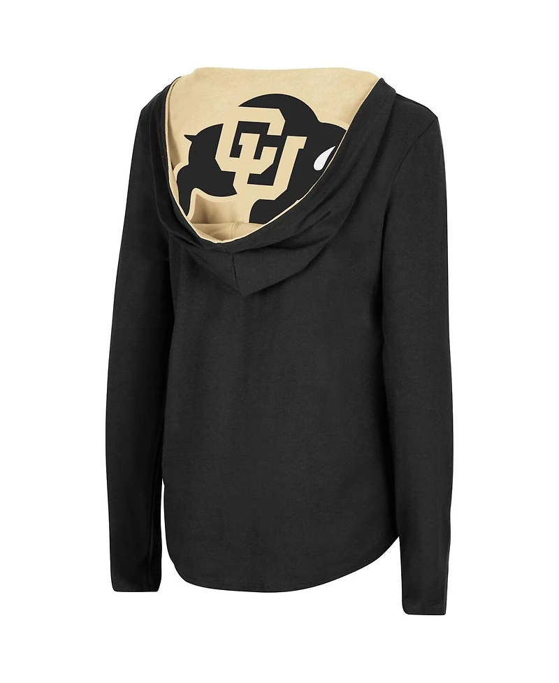 Colosseum Women's Black Colorado Buffaloes Catalina Hoodie Long Sleeve T-Shirt