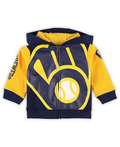 Outerstuff Baby Boys and Girls Navy Milwaukee Brewers Post Card Full-Zip Hoodie Jacket