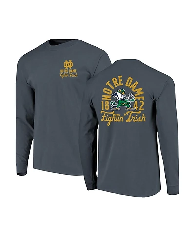 Image One Men's Navy Notre Dame Fighting Irish Comfort Colors Mascot Overlay Long Sleeve T-Shirt