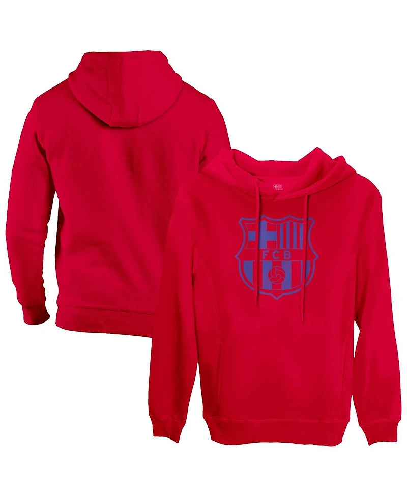 1863FC Men's Red Barcelona Mono Badge Fleece Pullover Hoodie