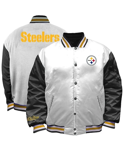 Mitchell & Ness Women's White Pittsburgh Steelers Plus Full-Snap Satin Jacket