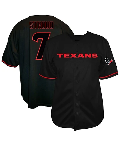 Fanatics Men's C.j. Stroud Black Houston Texans Big Tall Baseball Button-Up Shirt