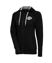 Antigua Women's Black Los Angeles Lakers Brushed Metallic Victory Full-Zip Hoodie