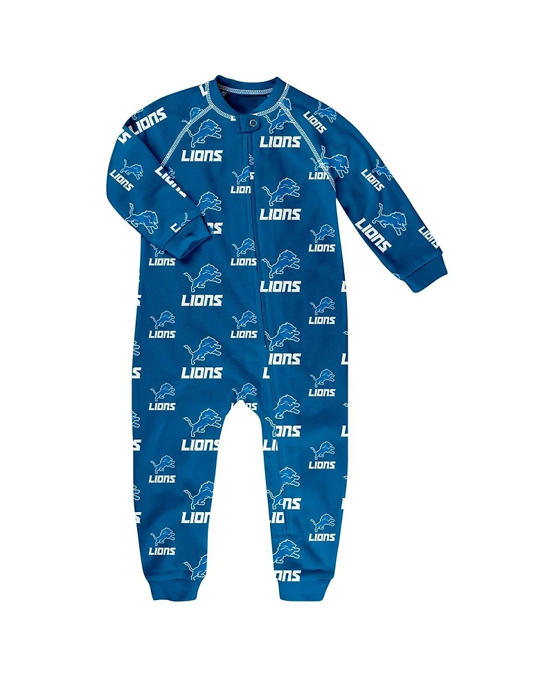 Outerstuff Toddler Blue Detroit Lions Allover Print Raglan Full-Zip Jumper