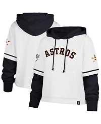 '47 Brand Women's White Houston Astros Trifecta Shortstop Cropped Pullover Hoodie