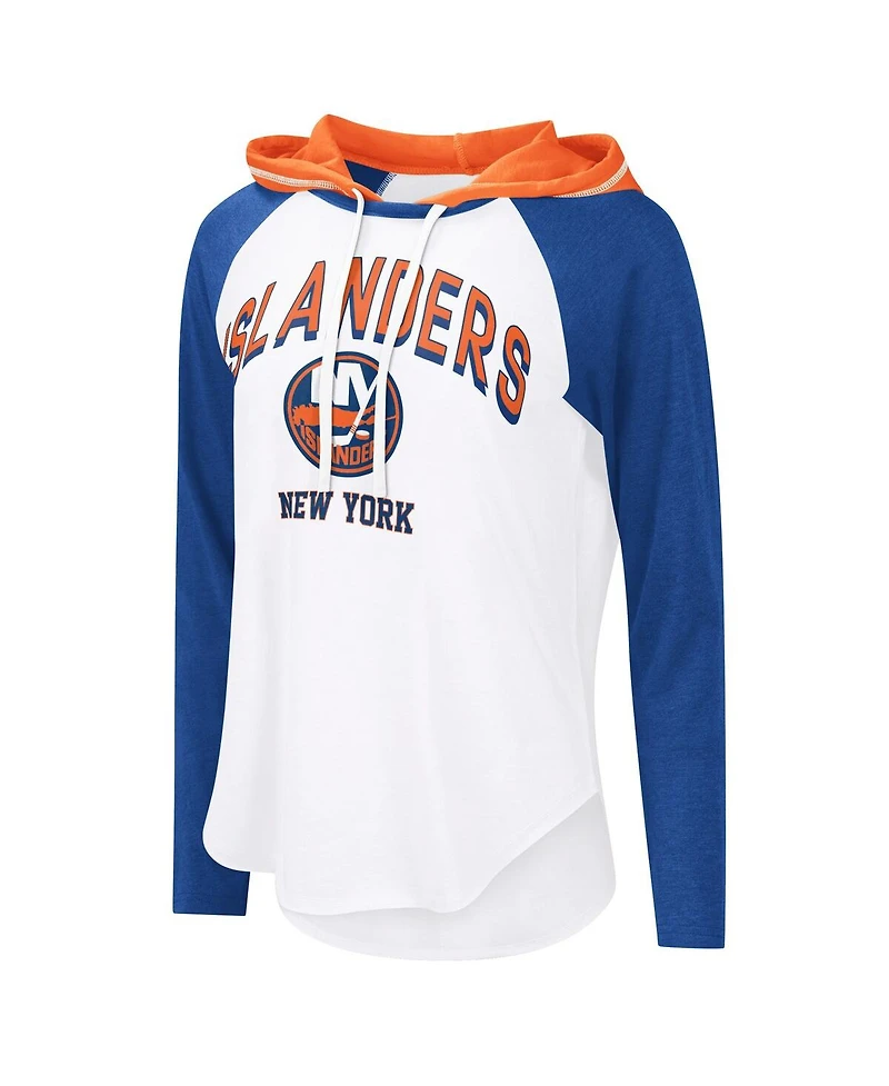 G-iii 4Her by Carl Banks Women's White New York Islanders Vip Raglan Long Sleeve Hoodie T-Shirt