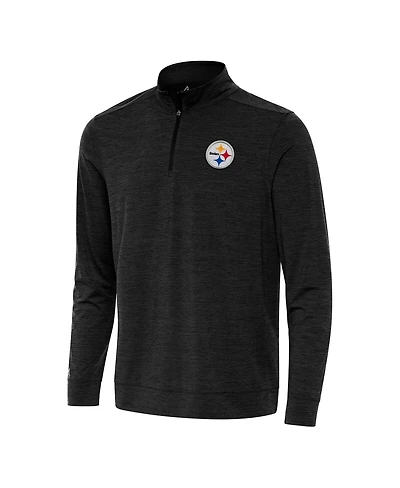 Antigua Men's Heather Black Pittsburgh Steelers Bright Quarter-Zip Sweatshirt