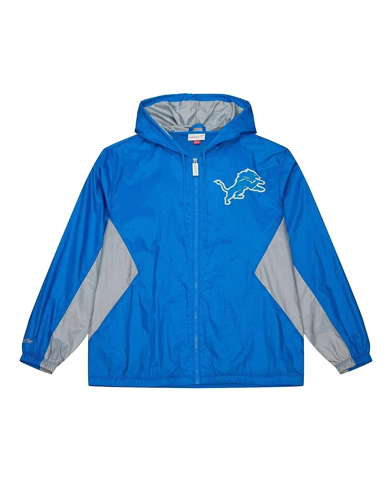 Mitchell & Ness Men's Blue Detroit Lions Playmaker Full-Zip Windbreaker Jacket