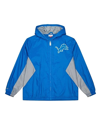 Mitchell & Ness Men's Blue Detroit Lions Playmaker Full-Zip Windbreaker Jacket