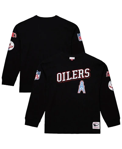 Mitchell & Ness Men's Black Tennessee Oilers Training Camp Vintage Logos Long Sleeve T-Shirt