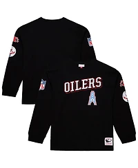 Mitchell & Ness Men's Black Tennessee Oilers Training Camp Vintage Logos Long Sleeve T-Shirt