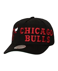 Mitchell & Ness Men's Black Chicago Bulls Busted Logo Wordmark Wrap-Around Pro Pinch Adjustable Hat