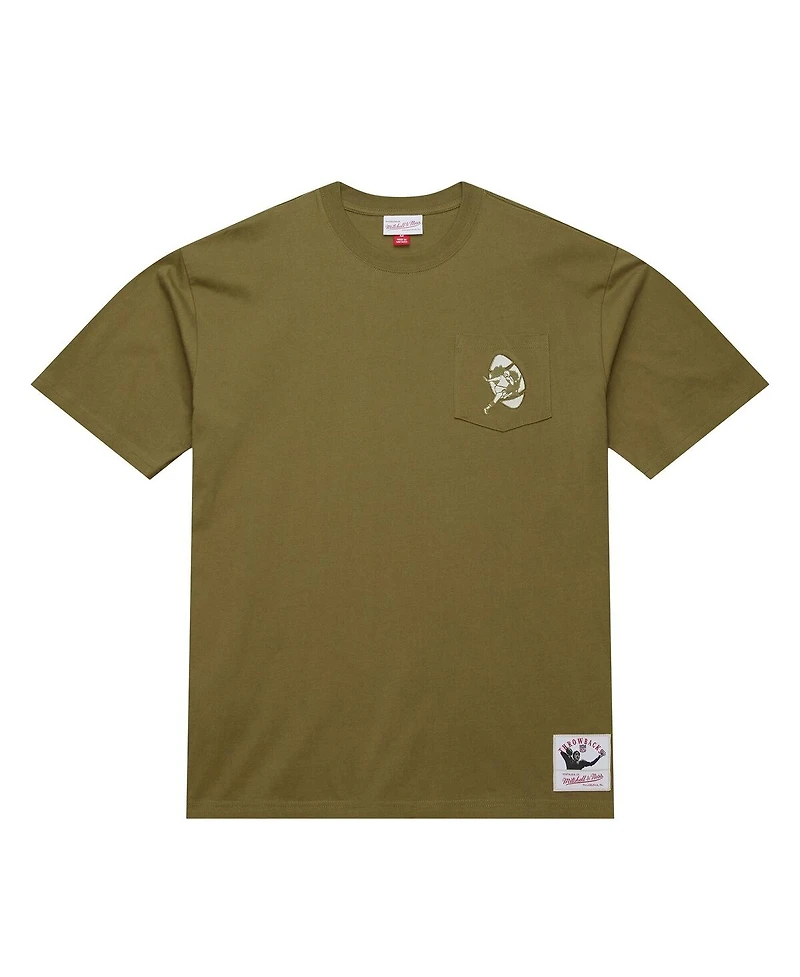 Mitchell & Ness Men's Olive Green Bay Packers Vintage Logo Premium T-Shirt