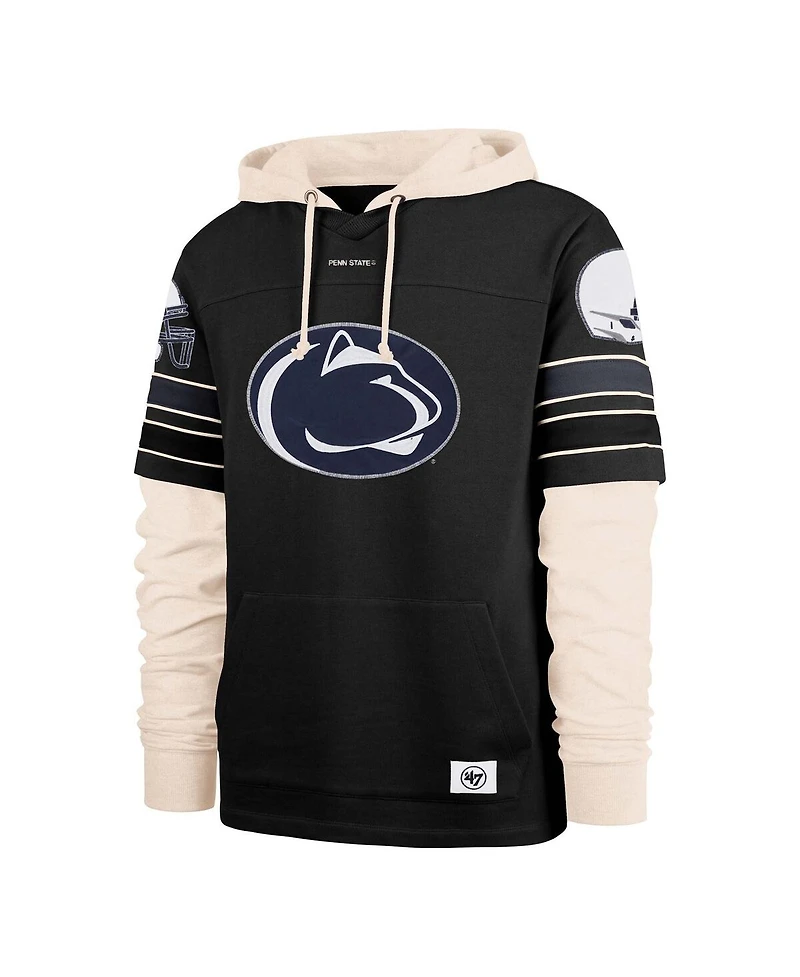 '47 Brand Men's Black Penn State Nittany Lions Split Zone Cornerback Lacer Pullover Hoodie