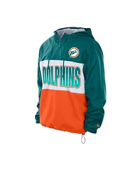 New Era Men's Aqua Miami Dolphins Ripstop Quarter-Zip Hooded Windbreaker