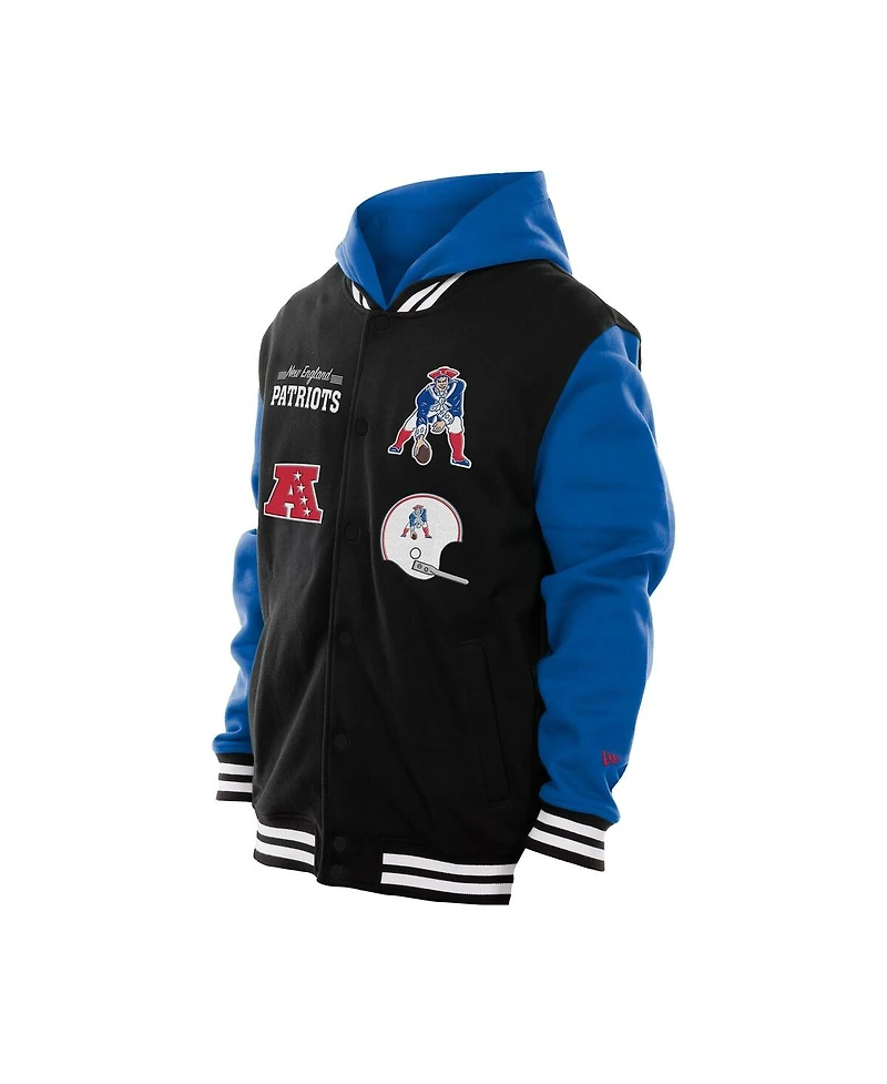 New Era Men's Black England Patriots Full-Snap Fleece Hoodie Jacket